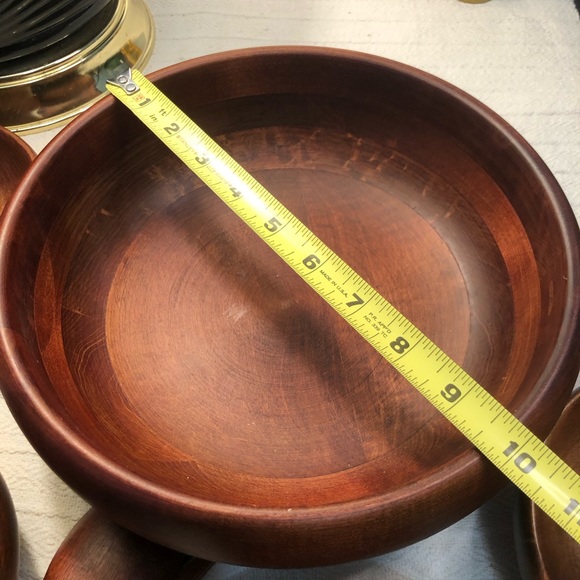 Vintage Baribocraft Wooden Salad Bowl Set with Fork and Spoon Dining 7 Piece Set - Picture 6 of 10